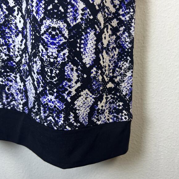 Calvin Klein Snakeskin purple black Stretch Midi Knit Sheath Dress 90's Large - Picture 7 of 10